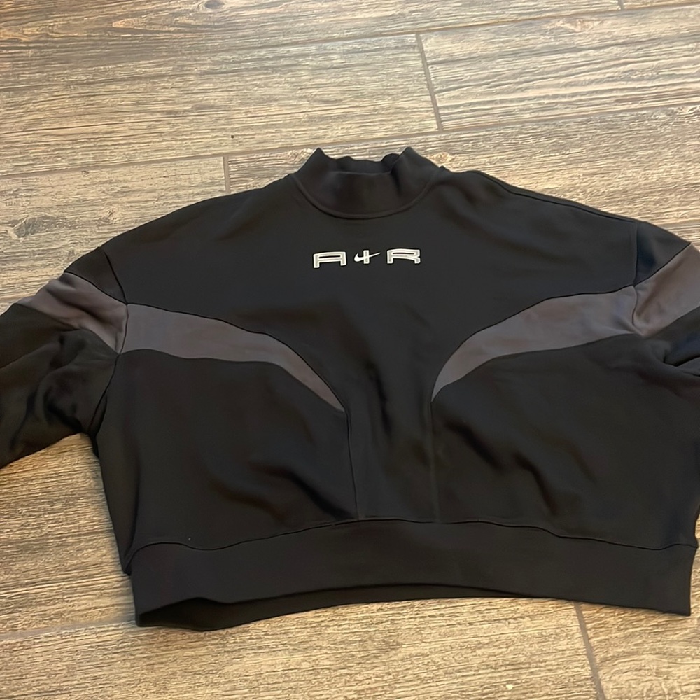 Nike Women's Air Fleece Mock Long-Sleeve Top black. Size Large nwot